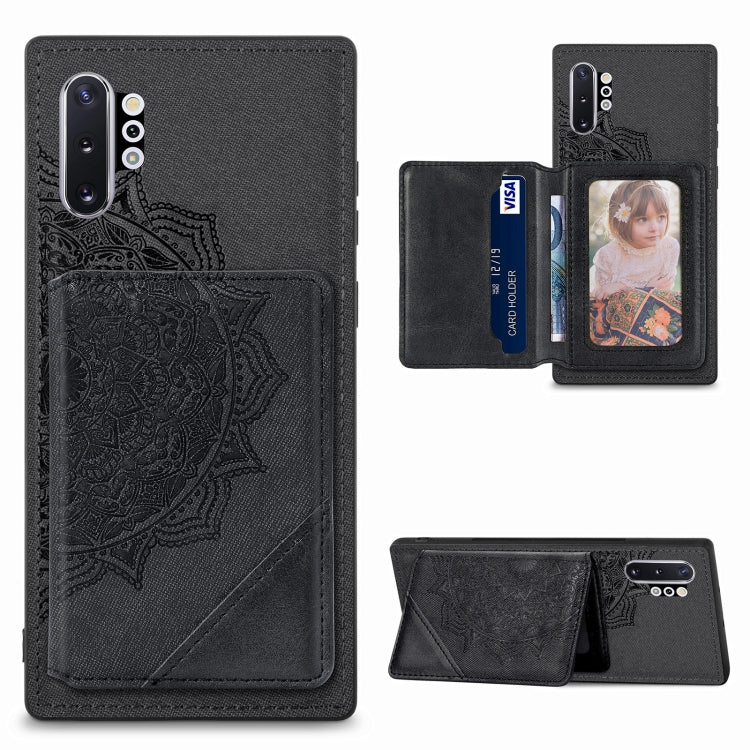 For Samsung Galaxy Note 10 Pro Mandala Embossed Magnetic Cloth PU+TPU+PC Case with Holder & Card Slots & Wallet & Photo Frame
