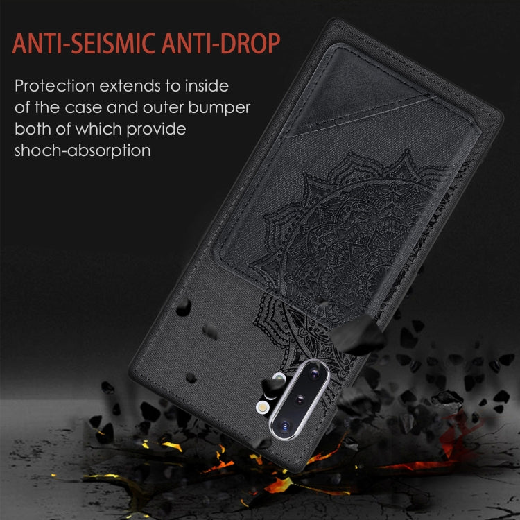 For Samsung Galaxy Note 10 Pro Mandala Embossed Magnetic Cloth PU+TPU+PC Case with Holder & Card Slots & Wallet & Photo Frame