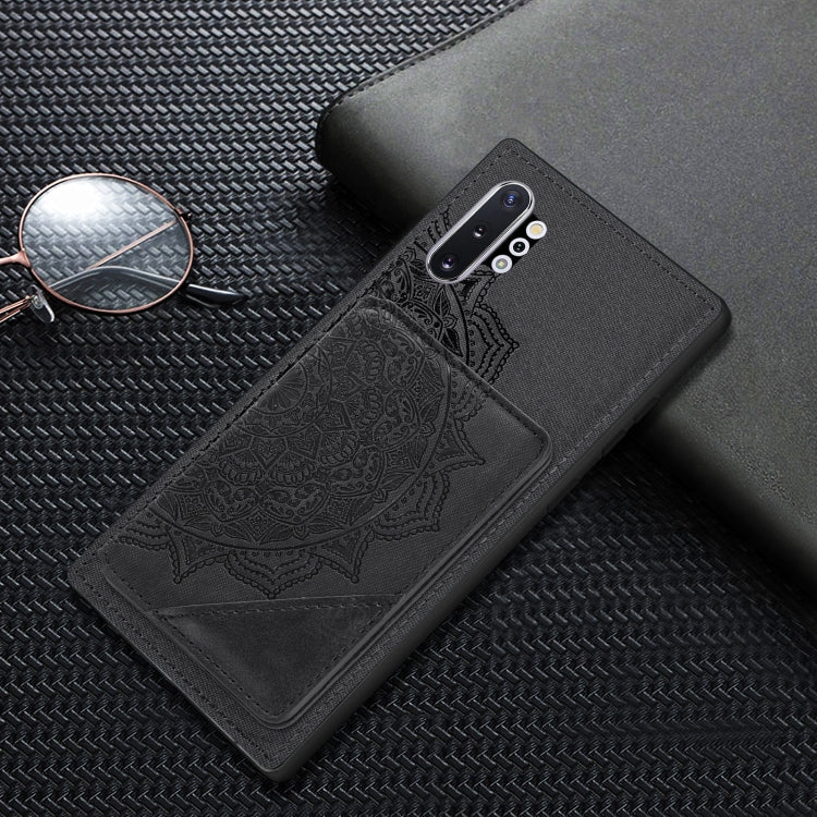 For Samsung Galaxy Note 10 Pro Mandala Embossed Magnetic Cloth PU+TPU+PC Case with Holder & Card Slots & Wallet & Photo Frame