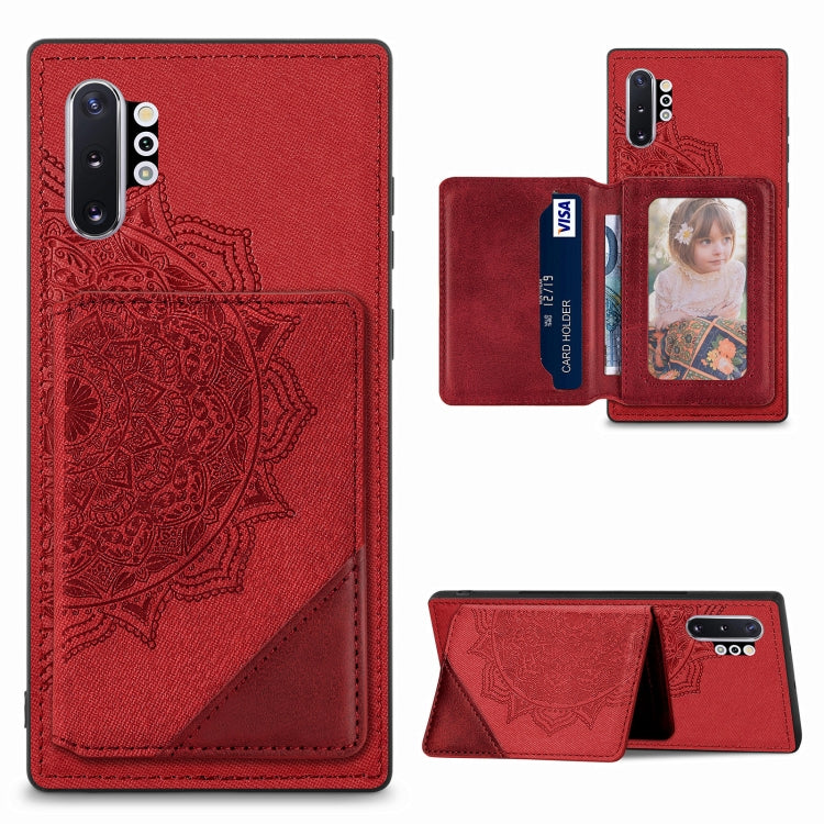 For Samsung Galaxy Note 10 Pro Mandala Embossed Magnetic Cloth PU+TPU+PC Case with Holder & Card Slots & Wallet & Photo Frame