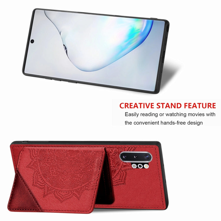 For Samsung Galaxy Note 10 Pro Mandala Embossed Magnetic Cloth PU+TPU+PC Case with Holder & Card Slots & Wallet & Photo Frame
