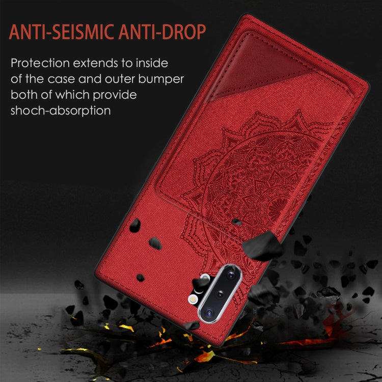 For Samsung Galaxy Note 10 Pro Mandala Embossed Magnetic Cloth PU+TPU+PC Case with Holder & Card Slots & Wallet & Photo Frame