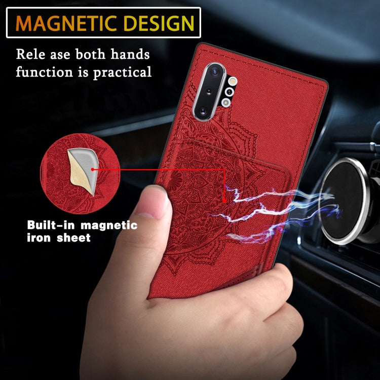 For Samsung Galaxy Note 10 Pro Mandala Embossed Magnetic Cloth PU+TPU+PC Case with Holder & Card Slots & Wallet & Photo Frame