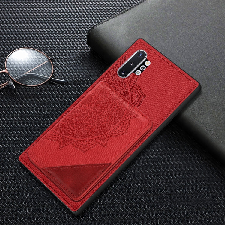For Samsung Galaxy Note 10 Pro Mandala Embossed Magnetic Cloth PU+TPU+PC Case with Holder & Card Slots & Wallet & Photo Frame