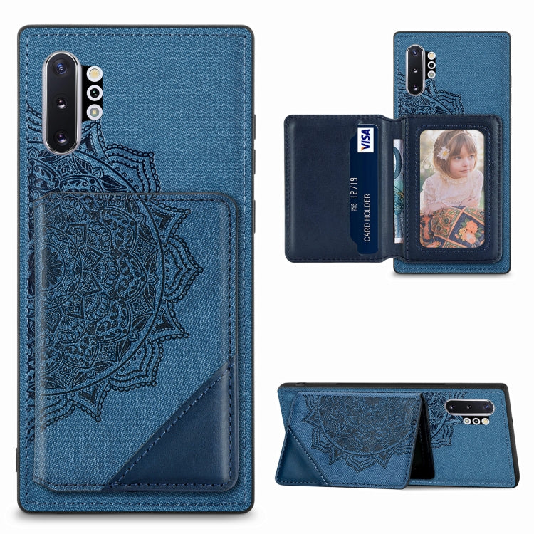 For Samsung Galaxy Note 10 Pro Mandala Embossed Magnetic Cloth PU+TPU+PC Case with Holder & Card Slots & Wallet & Photo Frame