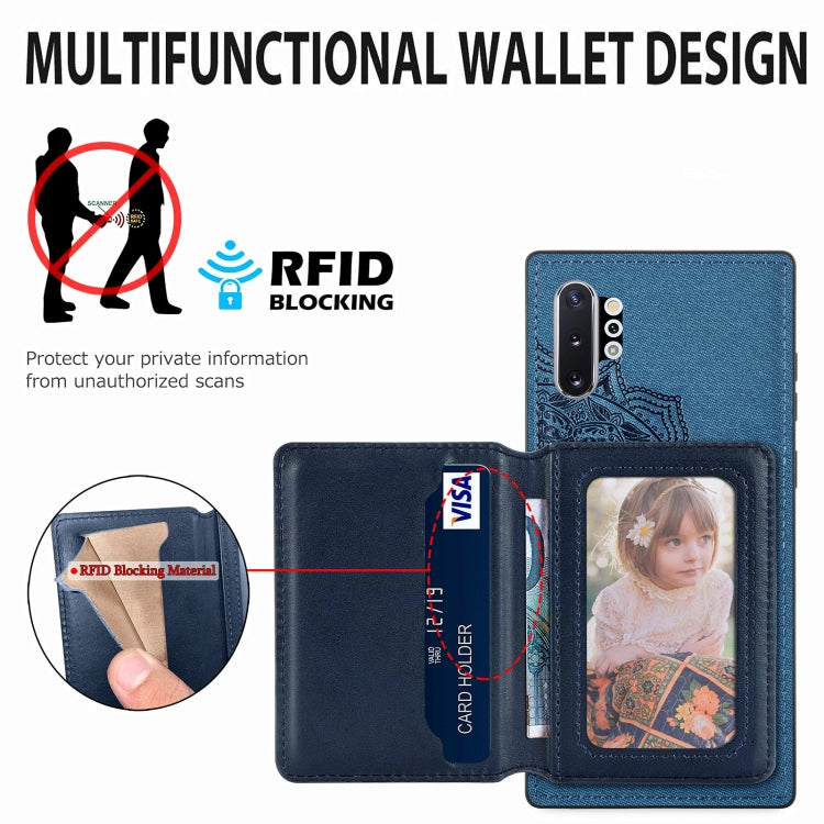 For Samsung Galaxy Note 10 Pro Mandala Embossed Magnetic Cloth PU+TPU+PC Case with Holder & Card Slots & Wallet & Photo Frame
