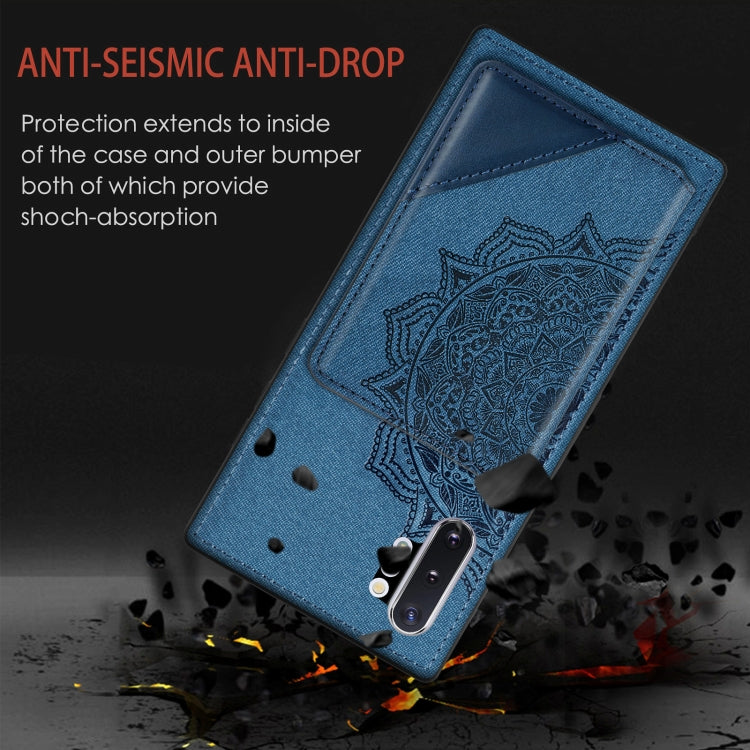 For Samsung Galaxy Note 10 Pro Mandala Embossed Magnetic Cloth PU+TPU+PC Case with Holder & Card Slots & Wallet & Photo Frame