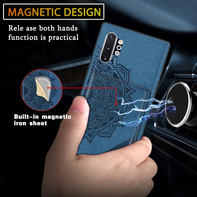 For Samsung Galaxy Note 10 Pro Mandala Embossed Magnetic Cloth PU+TPU+PC Case with Holder & Card Slots & Wallet & Photo Frame