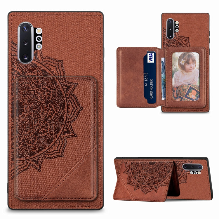 For Samsung Galaxy Note 10 Pro Mandala Embossed Magnetic Cloth PU+TPU+PC Case with Holder & Card Slots & Wallet & Photo Frame