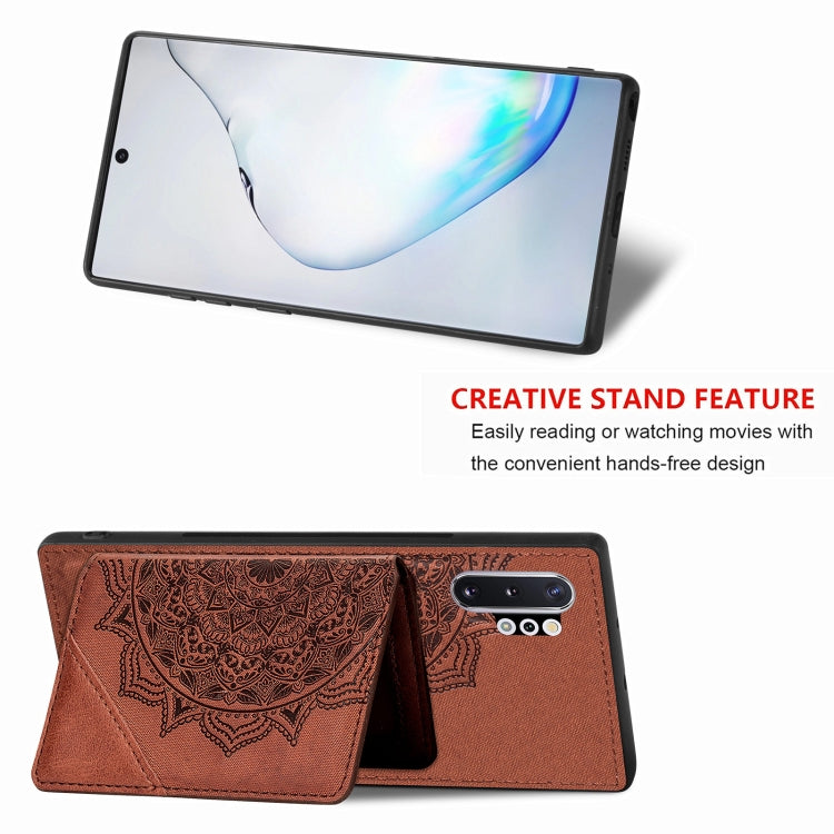 For Samsung Galaxy Note 10 Pro Mandala Embossed Magnetic Cloth PU+TPU+PC Case with Holder & Card Slots & Wallet & Photo Frame