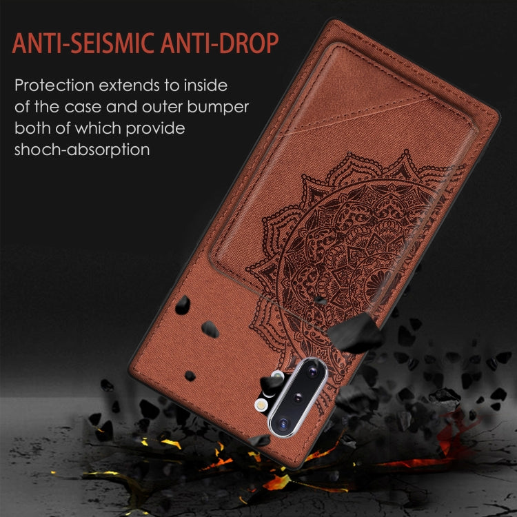 For Samsung Galaxy Note 10 Pro Mandala Embossed Magnetic Cloth PU+TPU+PC Case with Holder & Card Slots & Wallet & Photo Frame