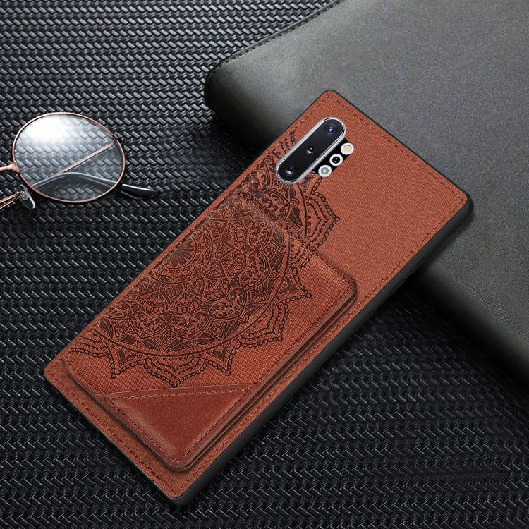 For Samsung Galaxy Note 10 Pro Mandala Embossed Magnetic Cloth PU+TPU+PC Case with Holder & Card Slots & Wallet & Photo Frame