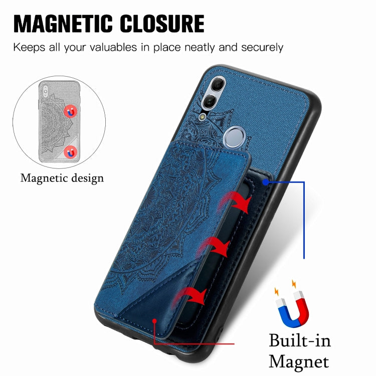 For Huawei Honor 10  Lite Mandala Embossed Magnetic Cloth PU+TPU+PC Case with Holder & Card Slots & Wallet & Photo Frame