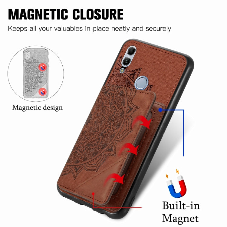 For Huawei Honor 10  Lite Mandala Embossed Magnetic Cloth PU+TPU+PC Case with Holder & Card Slots & Wallet & Photo Frame