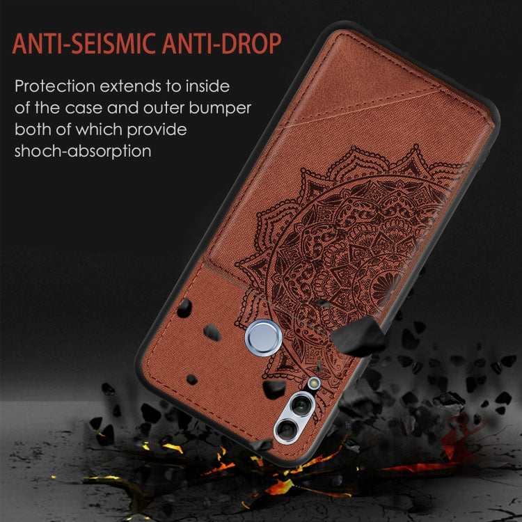 For Huawei Honor 10  Lite Mandala Embossed Magnetic Cloth PU+TPU+PC Case with Holder & Card Slots & Wallet & Photo Frame