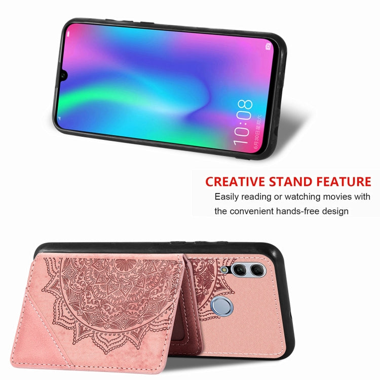 For Huawei Honor 10  Lite Mandala Embossed Magnetic Cloth PU+TPU+PC Case with Holder & Card Slots & Wallet & Photo Frame
