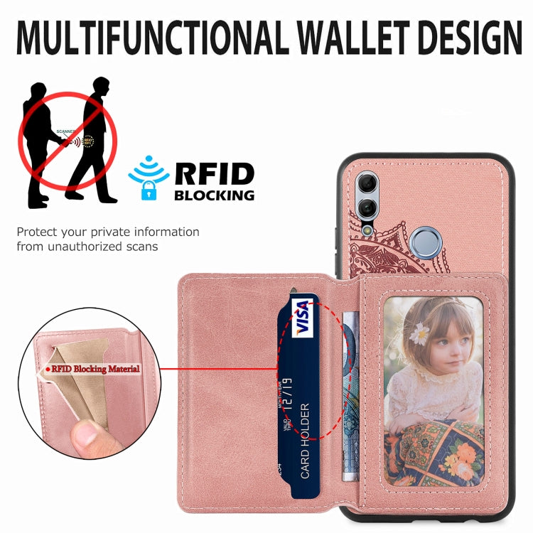 For Huawei Honor 10  Lite Mandala Embossed Magnetic Cloth PU+TPU+PC Case with Holder & Card Slots & Wallet & Photo Frame