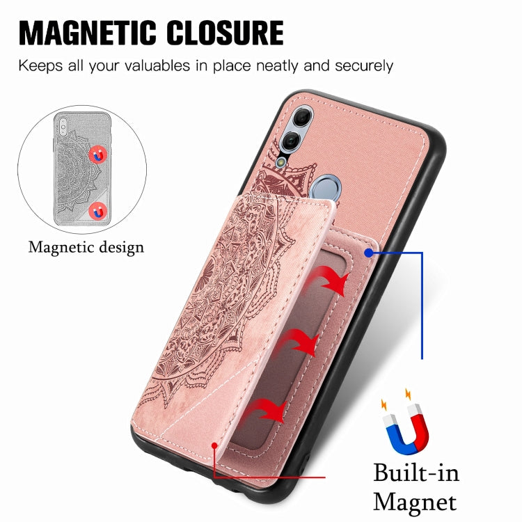 For Huawei Honor 10  Lite Mandala Embossed Magnetic Cloth PU+TPU+PC Case with Holder & Card Slots & Wallet & Photo Frame