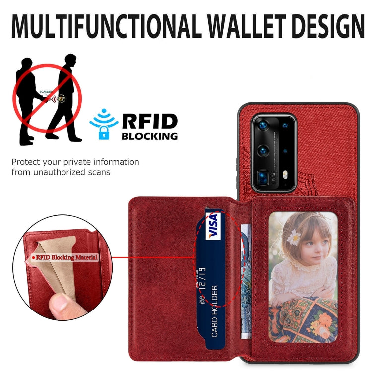 For Huawei P40 Pro Mandala Embossed Magnetic Cloth PU+TPU+PC Case with Holder & Card Slots & Wallet & Photo Frame