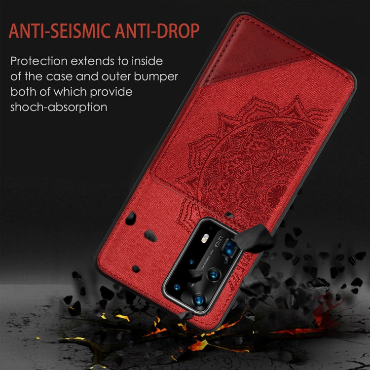 For Huawei P40 Pro Mandala Embossed Magnetic Cloth PU+TPU+PC Case with Holder & Card Slots & Wallet & Photo Frame