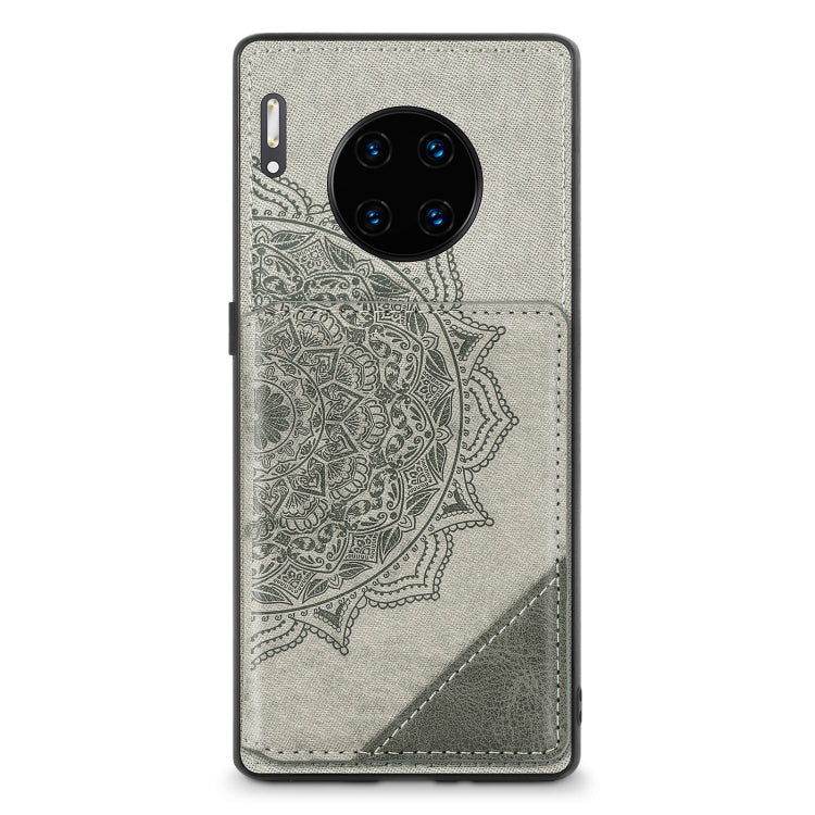 For Huawei Mate 30 Pro Mandala Embossed Magnetic Cloth PU+TPU+PC Case with Holder & Card Slots & Wallet & Photo Frame