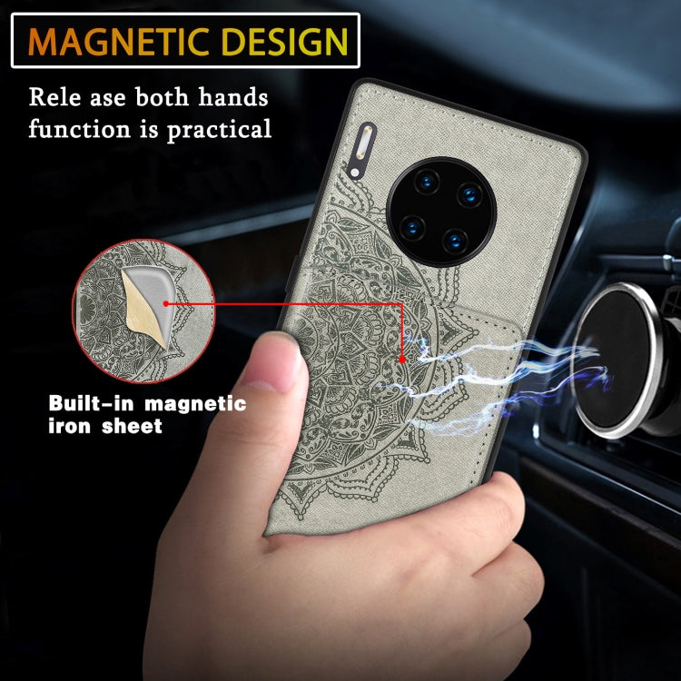 For Huawei Mate 30 Pro Mandala Embossed Magnetic Cloth PU+TPU+PC Case with Holder & Card Slots & Wallet & Photo Frame
