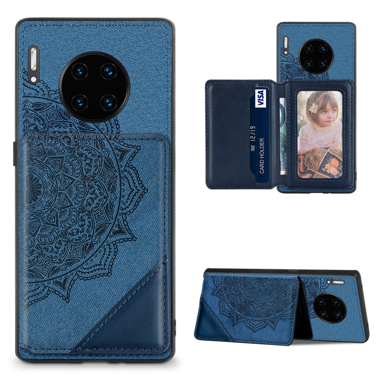 For Huawei Mate 30 Pro Mandala Embossed Magnetic Cloth PU+TPU+PC Case with Holder & Card Slots & Wallet & Photo Frame