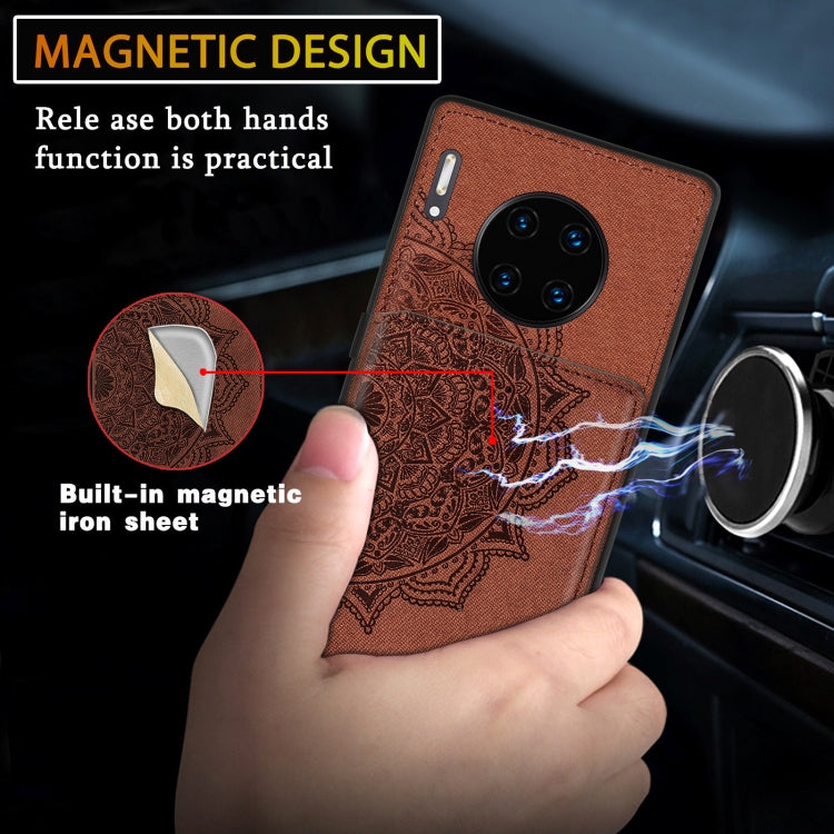 For Huawei Mate 30 Pro Mandala Embossed Magnetic Cloth PU+TPU+PC Case with Holder & Card Slots & Wallet & Photo Frame