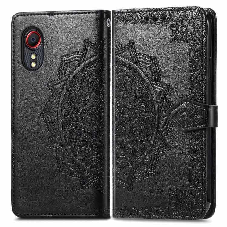 For Samsung Galaxy XCover 5 Mandala Flower Embossed Horizontal Flip Leather Case with Bracket / Card Slot / Wallet / Lanyard
