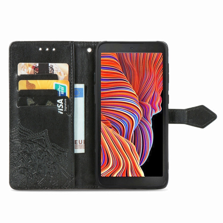 For Samsung Galaxy XCover 5 Mandala Flower Embossed Horizontal Flip Leather Case with Bracket / Card Slot / Wallet / Lanyard