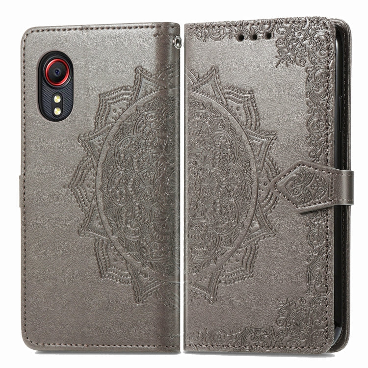 For Samsung Galaxy XCover 5 Mandala Flower Embossed Horizontal Flip Leather Case with Bracket / Card Slot / Wallet / Lanyard