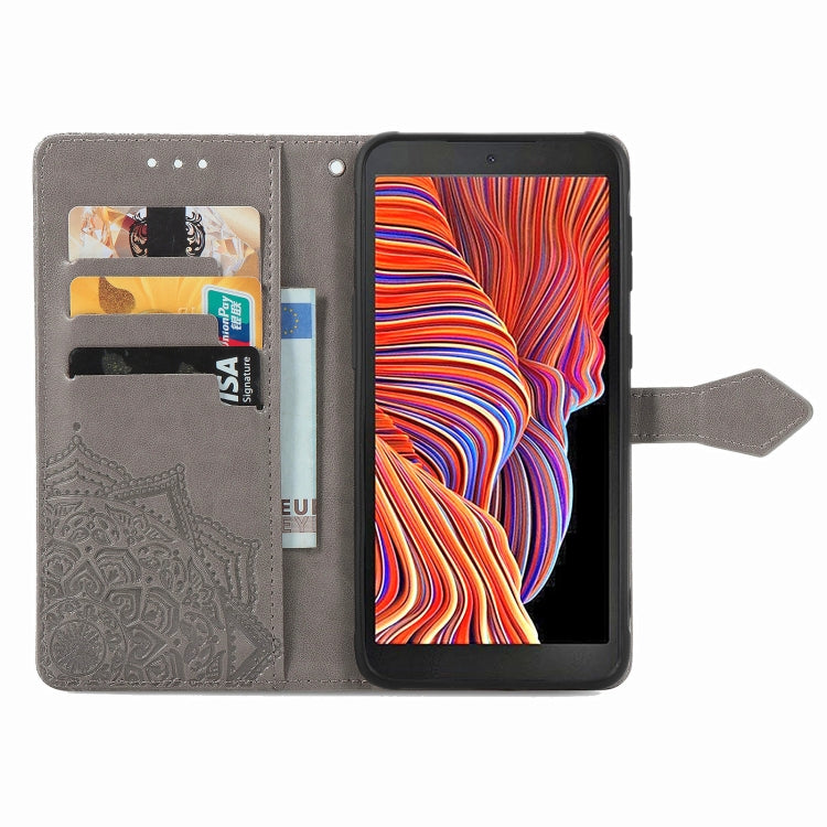 For Samsung Galaxy XCover 5 Mandala Flower Embossed Horizontal Flip Leather Case with Bracket / Card Slot / Wallet / Lanyard