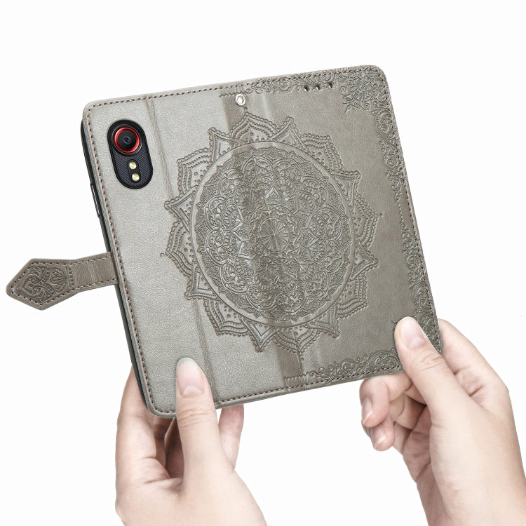 For Samsung Galaxy XCover 5 Mandala Flower Embossed Horizontal Flip Leather Case with Bracket / Card Slot / Wallet / Lanyard