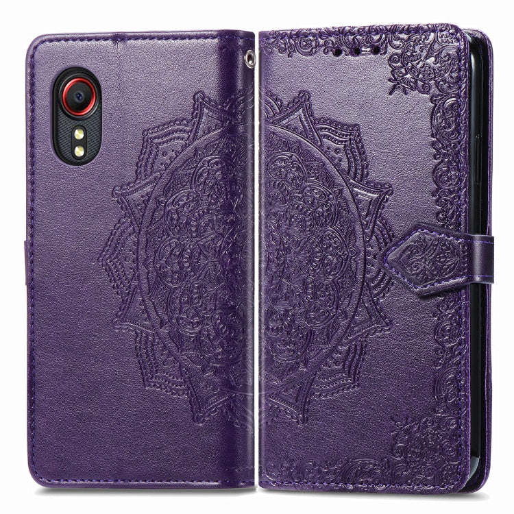 For Samsung Galaxy XCover 5 Mandala Flower Embossed Horizontal Flip Leather Case with Bracket / Card Slot / Wallet / Lanyard