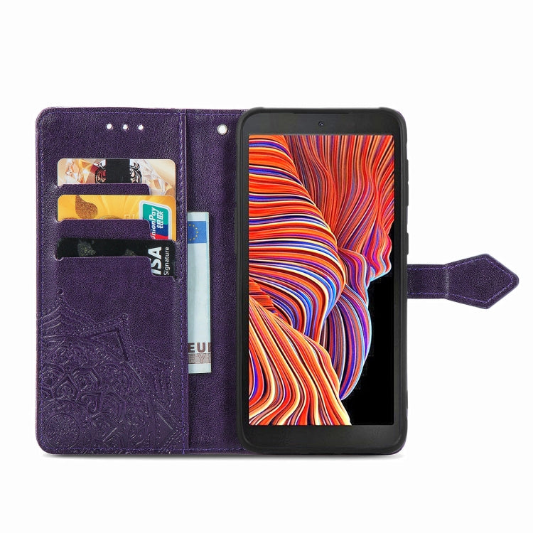 For Samsung Galaxy XCover 5 Mandala Flower Embossed Horizontal Flip Leather Case with Bracket / Card Slot / Wallet / Lanyard