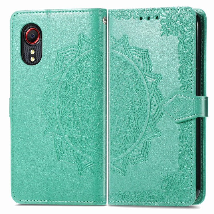For Samsung Galaxy XCover 5 Mandala Flower Embossed Horizontal Flip Leather Case with Bracket / Card Slot / Wallet / Lanyard