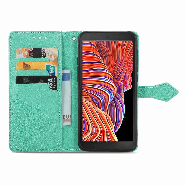 For Samsung Galaxy XCover 5 Mandala Flower Embossed Horizontal Flip Leather Case with Bracket / Card Slot / Wallet / Lanyard