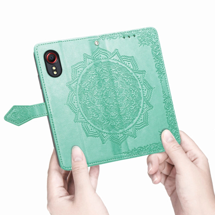 For Samsung Galaxy XCover 5 Mandala Flower Embossed Horizontal Flip Leather Case with Bracket / Card Slot / Wallet / Lanyard