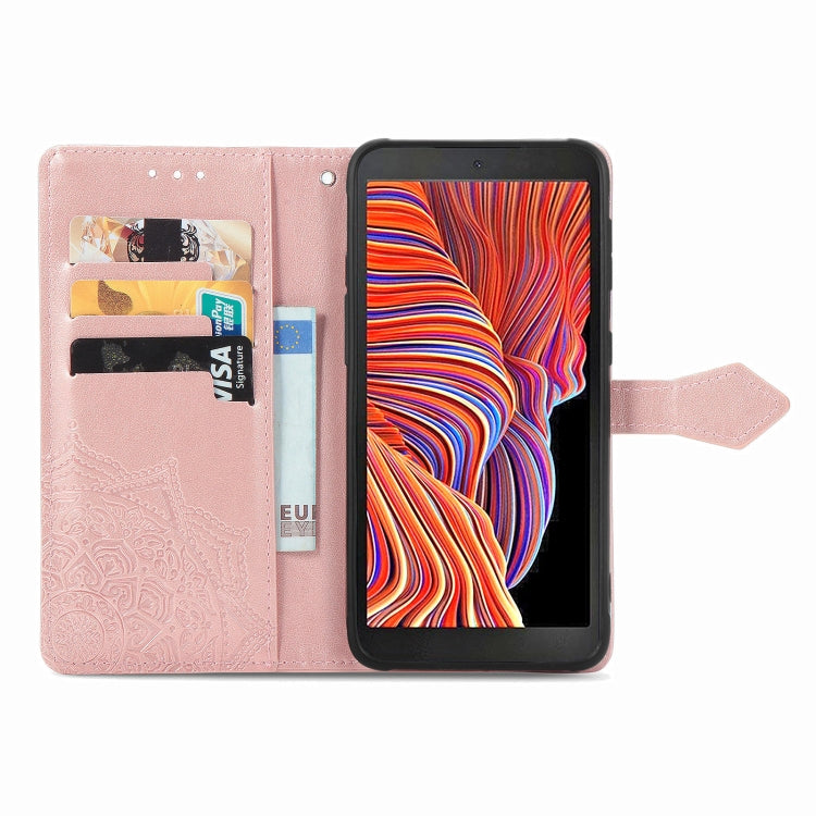 For Samsung Galaxy XCover 5 Mandala Flower Embossed Horizontal Flip Leather Case with Bracket / Card Slot / Wallet / Lanyard