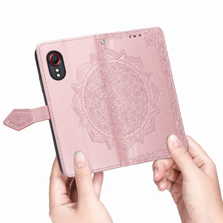For Samsung Galaxy XCover 5 Mandala Flower Embossed Horizontal Flip Leather Case with Bracket / Card Slot / Wallet / Lanyard