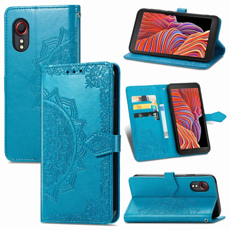 For Samsung Galaxy XCover 5 Mandala Flower Embossed Horizontal Flip Leather Case with Bracket / Card Slot / Wallet / Lanyard