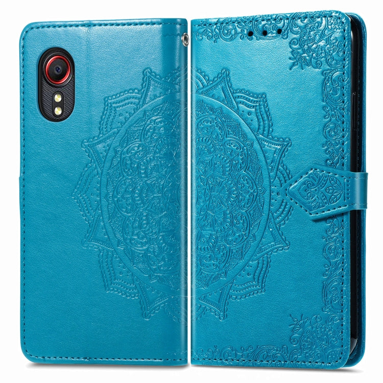 For Samsung Galaxy XCover 5 Mandala Flower Embossed Horizontal Flip Leather Case with Bracket / Card Slot / Wallet / Lanyard