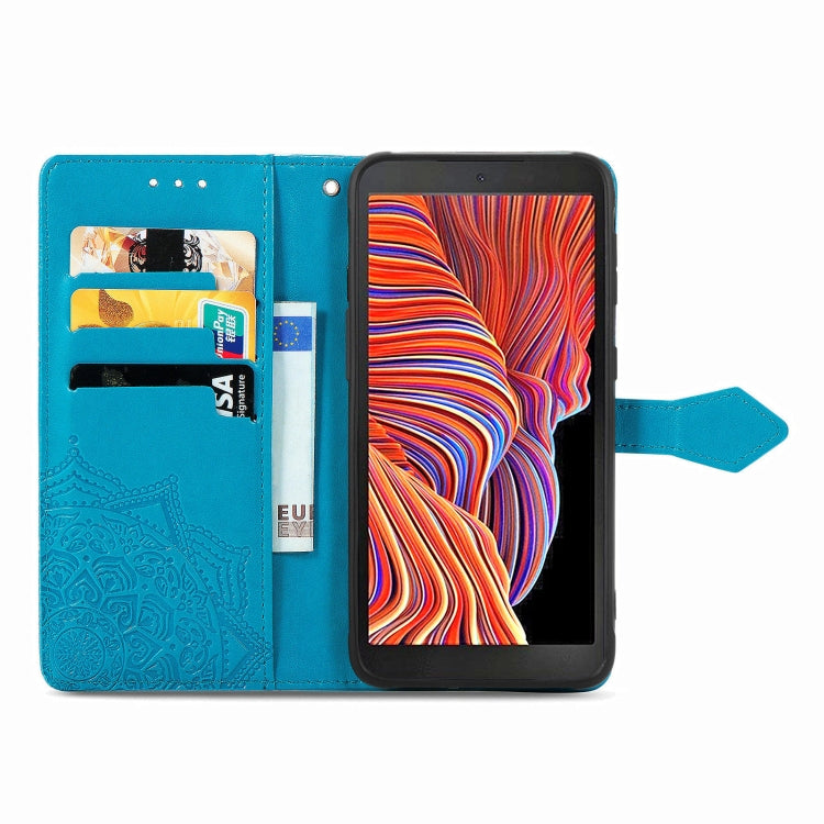 For Samsung Galaxy XCover 5 Mandala Flower Embossed Horizontal Flip Leather Case with Bracket / Card Slot / Wallet / Lanyard
