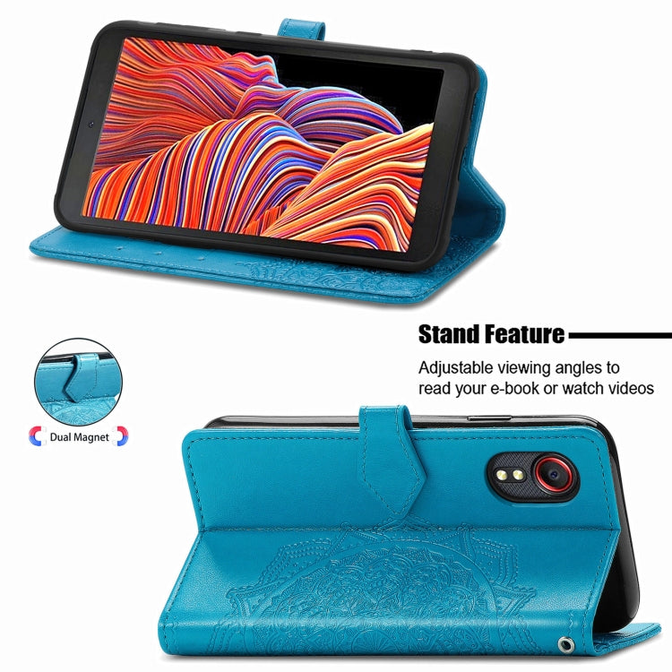 For Samsung Galaxy XCover 5 Mandala Flower Embossed Horizontal Flip Leather Case with Bracket / Card Slot / Wallet / Lanyard