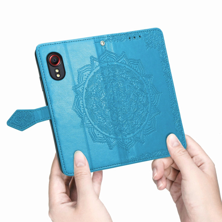For Samsung Galaxy XCover 5 Mandala Flower Embossed Horizontal Flip Leather Case with Bracket / Card Slot / Wallet / Lanyard