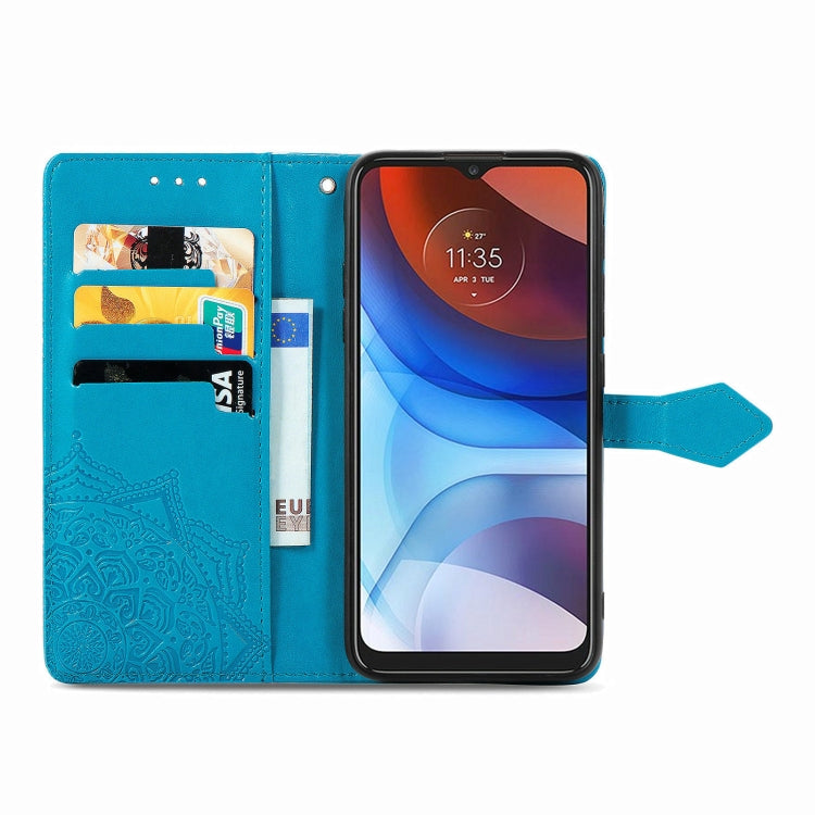 For Motorola Moto E7 Power Mandala Flower Embossed Horizontal Flip Leather Case with Bracket / Card Slot / Wallet / Lanyard