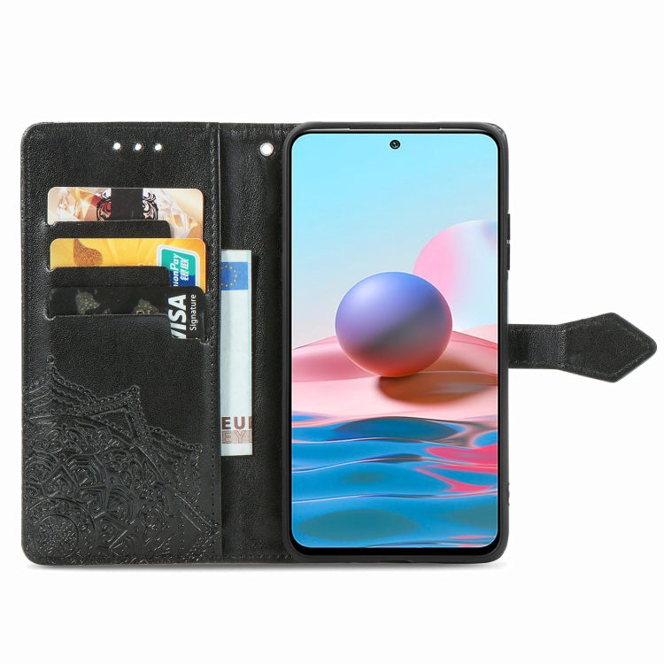 For Xiaomi Redmi Note 10 4G Mandala Flower Embossed Horizontal Flip Leather Case with Bracket / Card Slot / Wallet / Lanyard