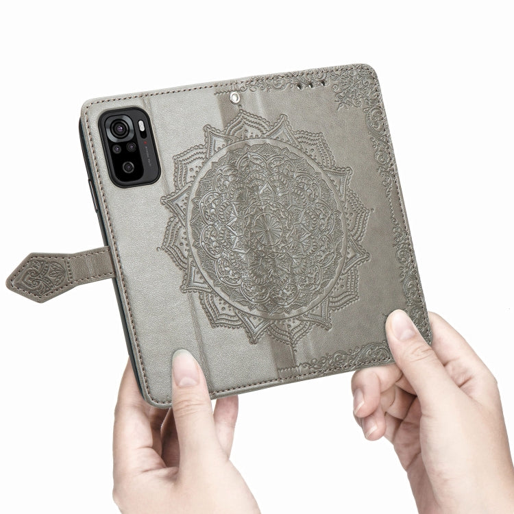 For Xiaomi Redmi Note 10 4G Mandala Flower Embossed Horizontal Flip Leather Case with Bracket / Card Slot / Wallet / Lanyard