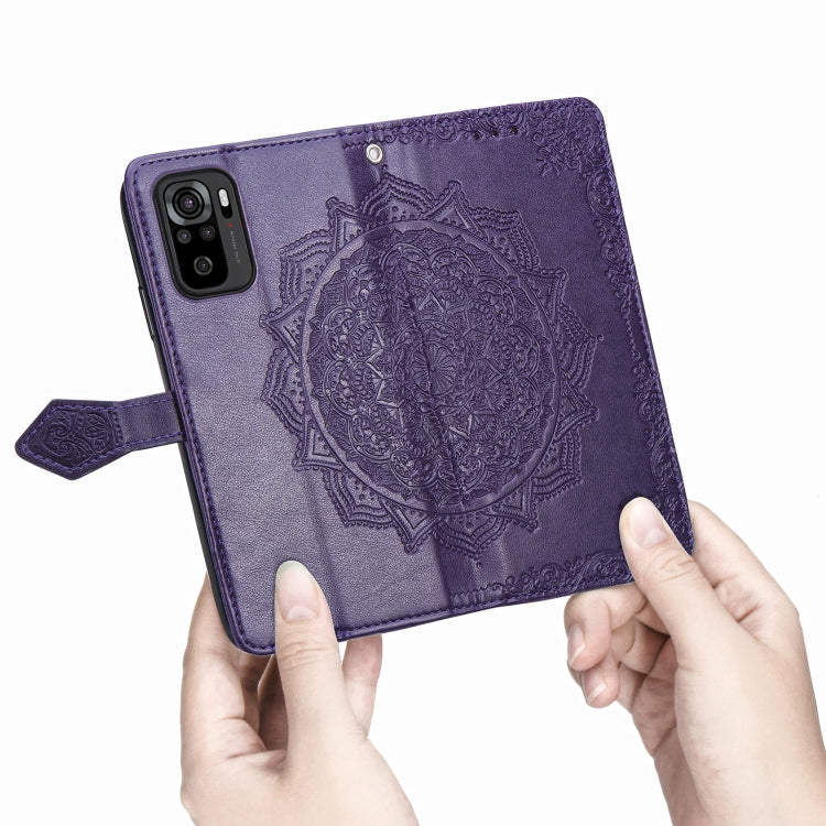 For Xiaomi Redmi Note 10 4G Mandala Flower Embossed Horizontal Flip Leather Case with Bracket / Card Slot / Wallet / Lanyard