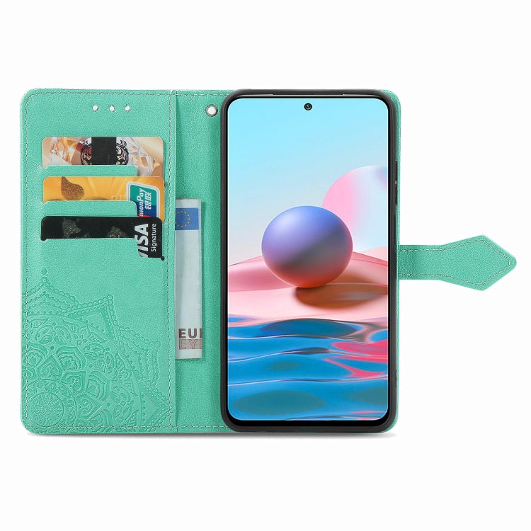 For Xiaomi Redmi Note 10 4G Mandala Flower Embossed Horizontal Flip Leather Case with Bracket / Card Slot / Wallet / Lanyard
